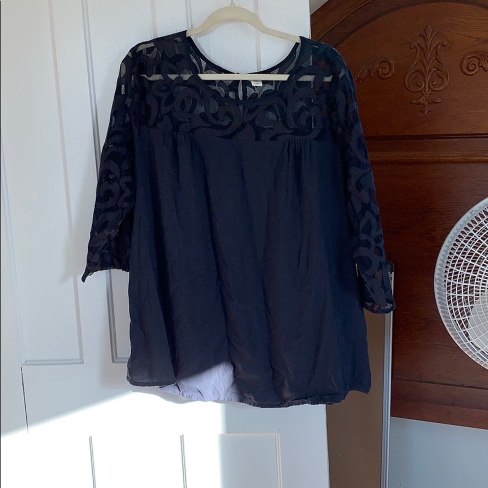 Plus Size Lace Illusion Top Blouse